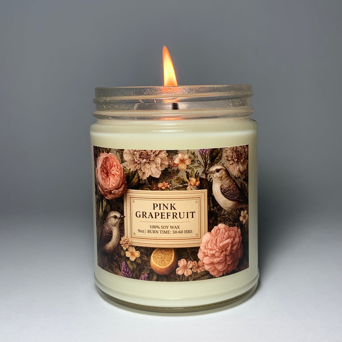 Pink Grapefruit Soy Candle - Energizing Mood & Focus Boost | Aromatherapy | 9oz