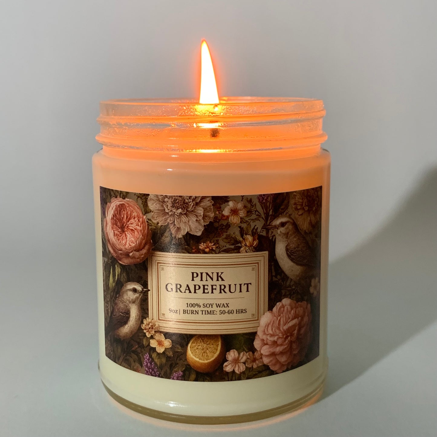 Pink Grapefruit Soy Candle - Energizing Mood & Focus Boost | Aromatherapy | 9oz