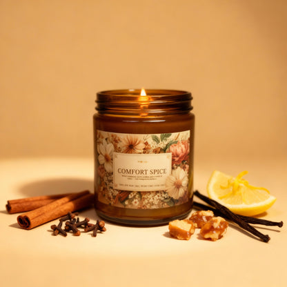 Comfort Spice Soy Candle - Warm Cozy Calm for Mind & Mood | Aromatherapy | 9oz