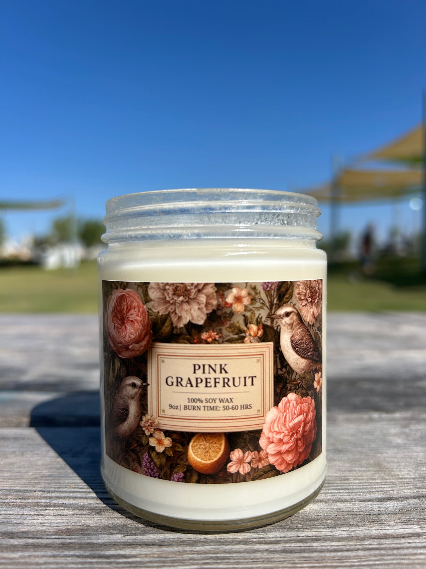 Pink Grapefruit Soy Candle - Energizing Mood & Focus Boost | Aromatherapy | 9oz